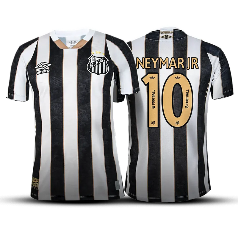 Camisa Santos FC Away 24/25 + #Neymar Jr 10 - Versão Torcedor Masculina LISTRADA